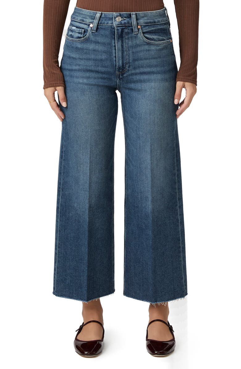 PAIGE Anessa High Waist Raw Hem Wide Leg Jeans, Main, color, Lovejoy