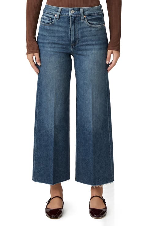 Anessa High Waist Raw Hem Wide Leg Jeans (Lovejoy)