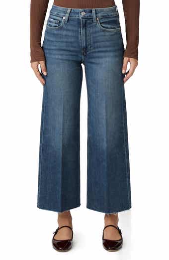 PAIGE Anessa High Waist Raw Hem Wide Leg Jeans