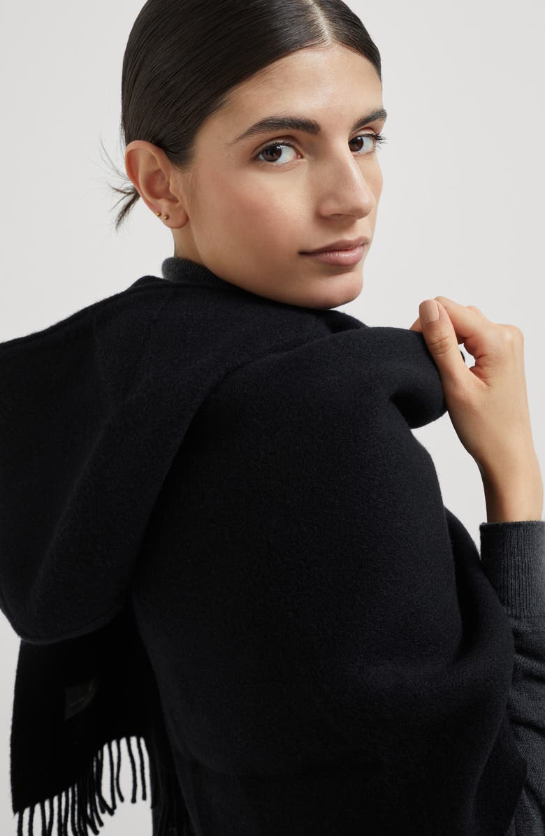 Brunello Cucinelli Knit scarf with hood, Alternate, color, Black