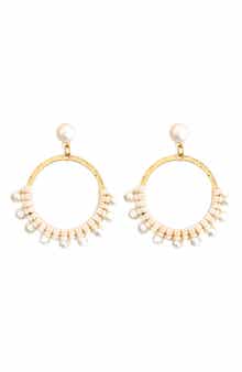 Panacea Genuine Pearl Embellished Drop Earrings