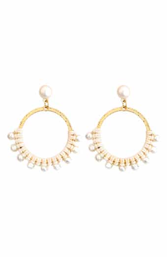 Genuine Pearl Embellished Drop Earrings