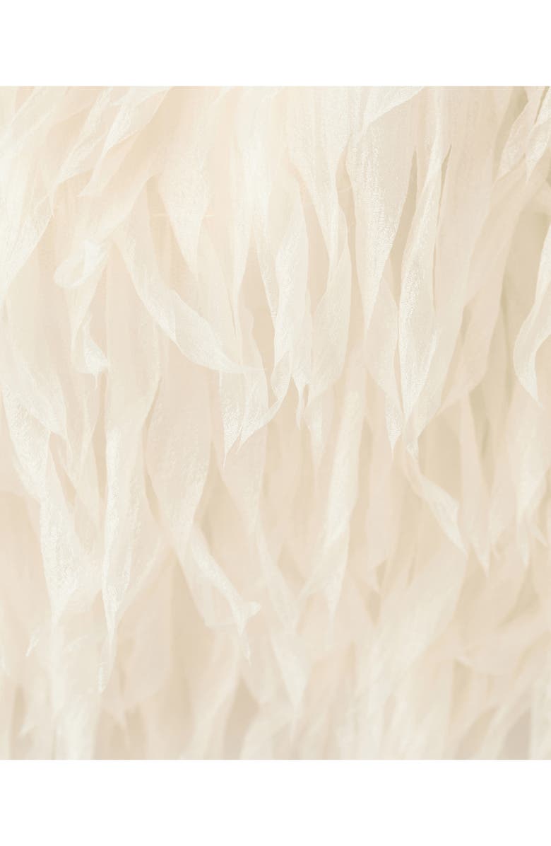 MANGO Textured Fringe Strapless Crop Top, Alternate, color, Vanilla