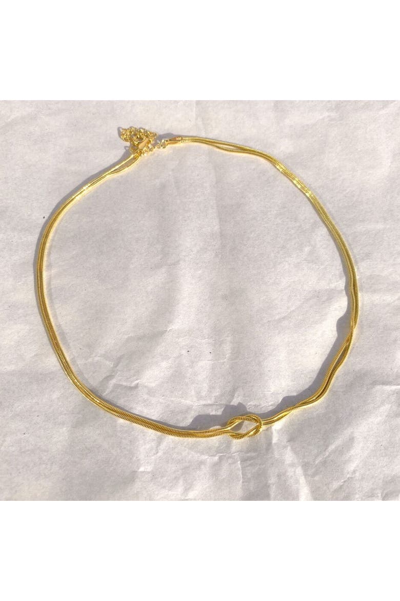 Knot Chain Choker Necklace in Sterling Silver, Alternate, color, Gold