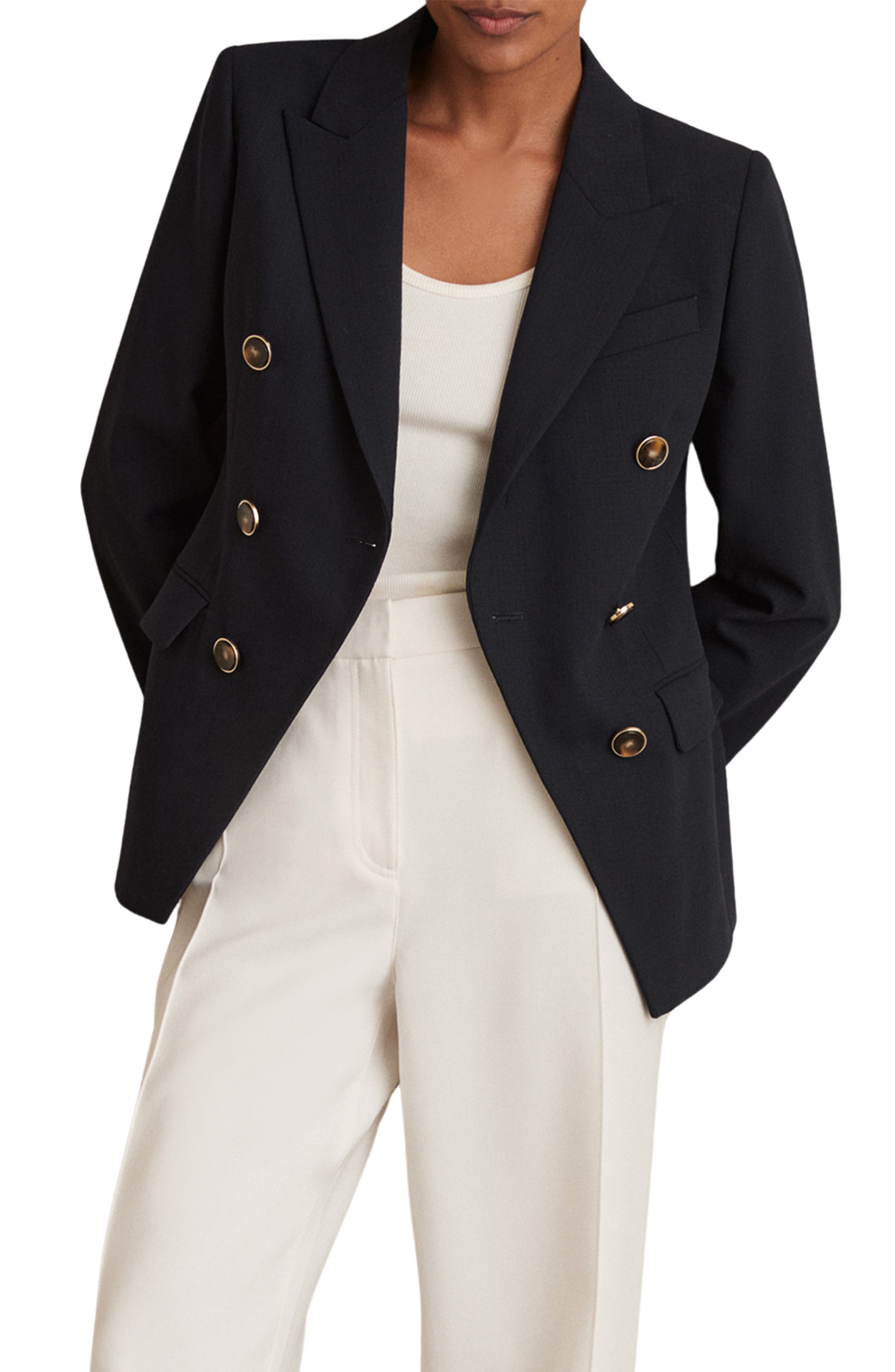 Lia Double Breasted Wool Blend Blazer
