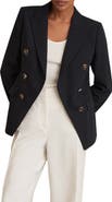 Reiss Lia Double Breasted Wool Blend Blazer