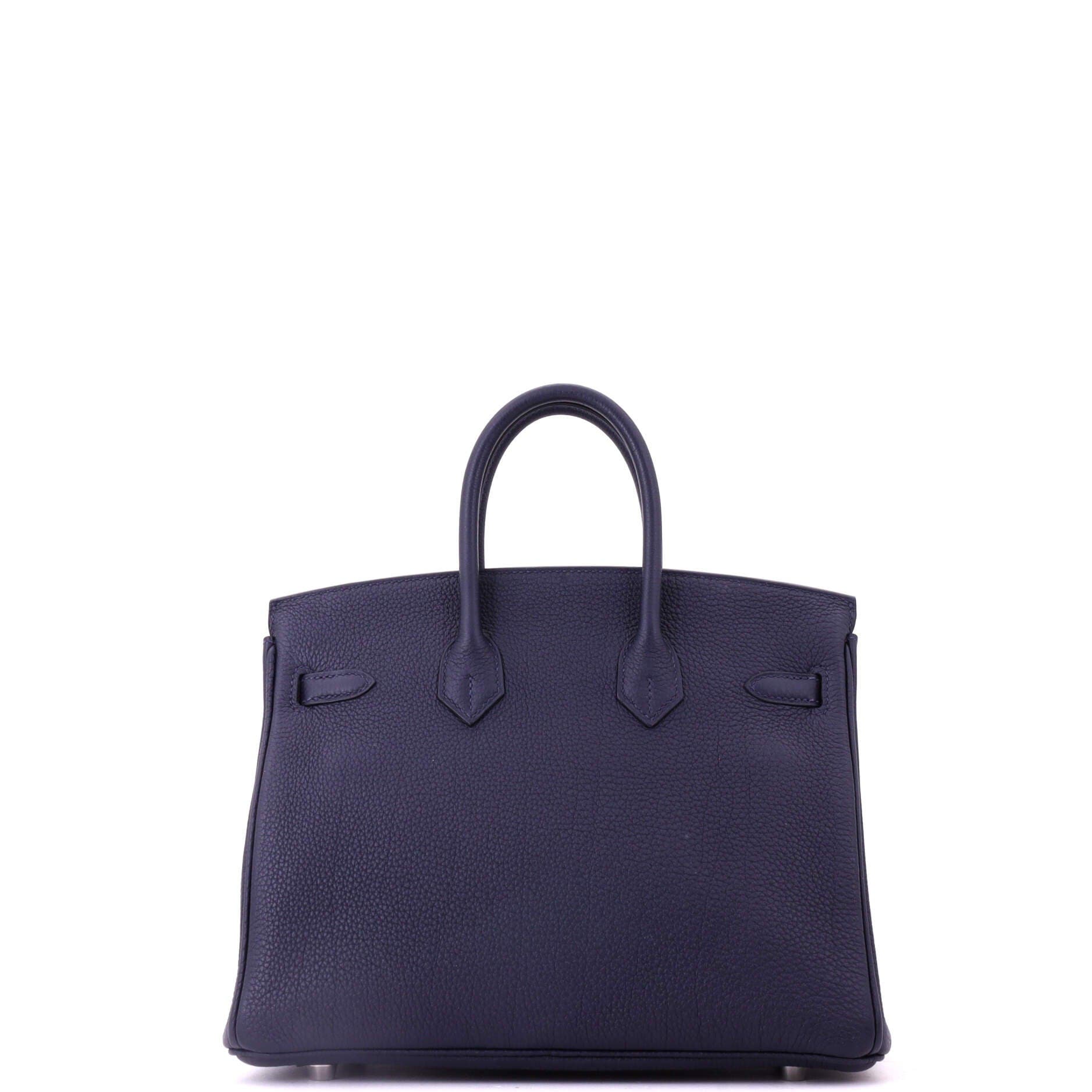 Pre-Owned Hermes Birkin Handbag Blue Togo with Palladium Hardware 25, Alternate, color, Bleu Nuit
