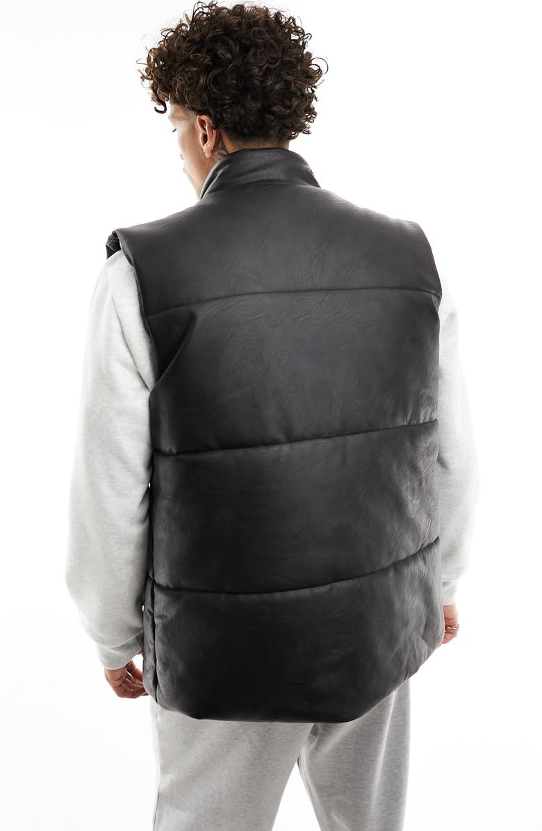 ASOS DESIGN Faux Leather Puffer Vest, Alternate, color, 