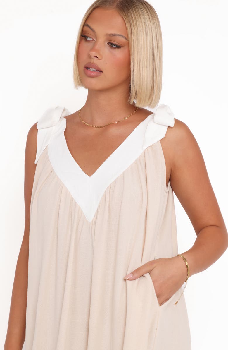 Petal & Pup Dami Shoulder Bow Maxi Dress, Alternate, color, Oatmeal