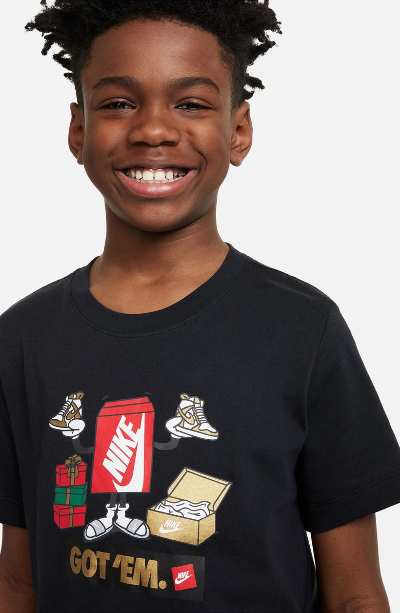 Nike Kids' Sportswear Cotton Graphic T-Shirt, Alternate, color, Black