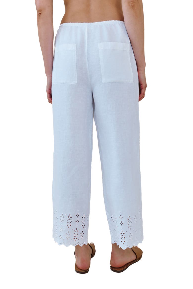 Beach Linen Crop Pants, Alternate, color, WHITE