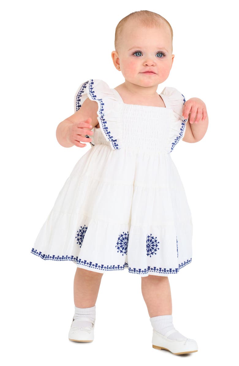 Rare Editions Embroidered Ruffle Sleeve Dress & Bloomers Set, Alternate, color,