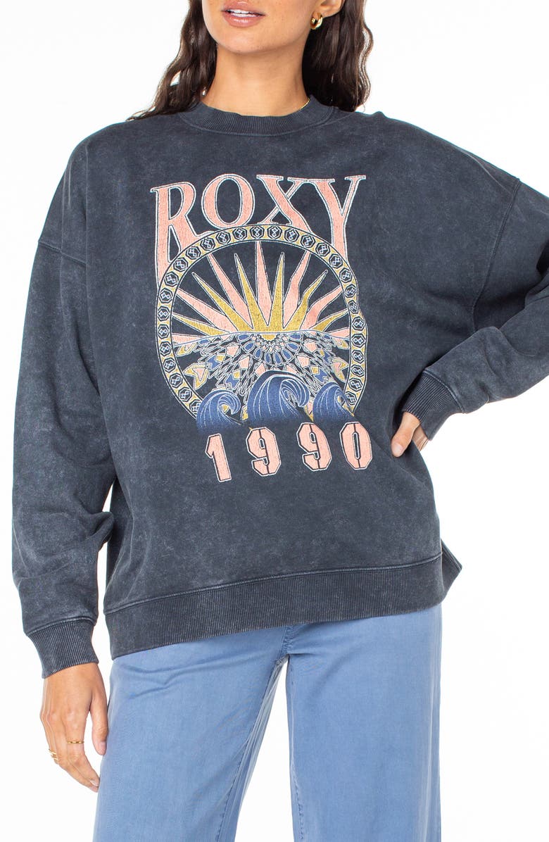 Roxy Lineup Oversize Graphic Sweatshirt, Main, color, 
