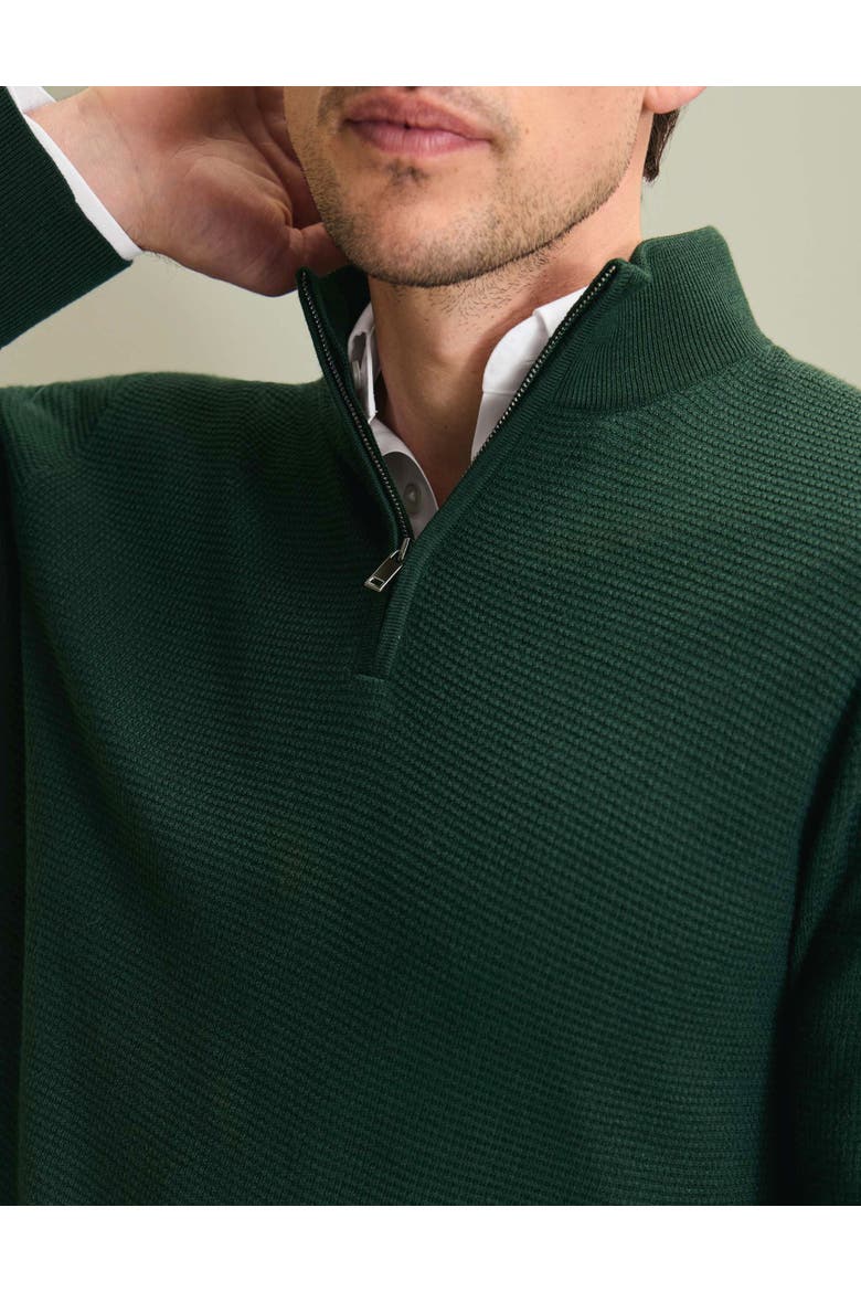 Pure Merino Texture Zip Neck Sweater, Alternate, color, Forest Green