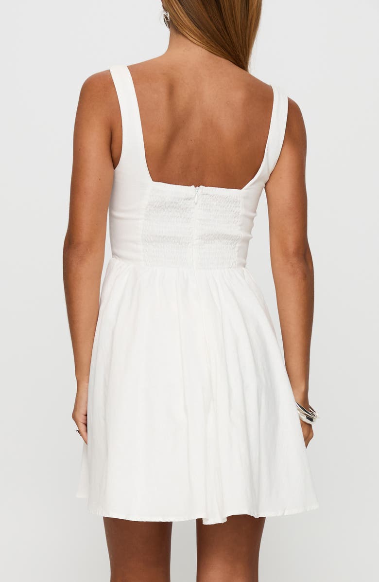 Princess Polly Martie Stretch Cotton Fit & Flare Minidress, Alternate, color, White