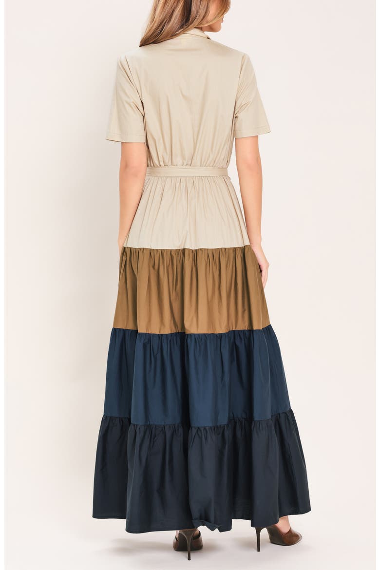 Colorblock Maxi Shirtdress, Alternate, color, NAVY BROWN