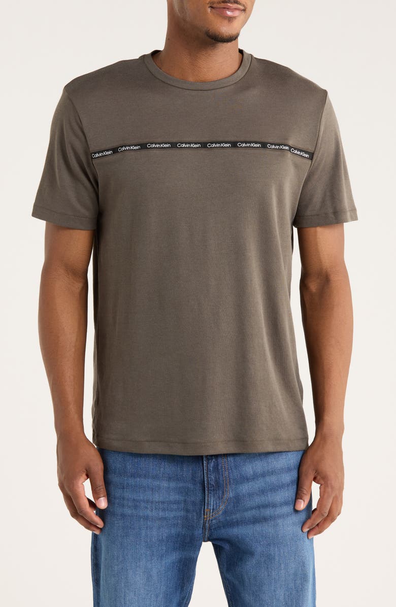 Calvin Klein Logo Tape Performance T-Shirt, Main, color, Beluga