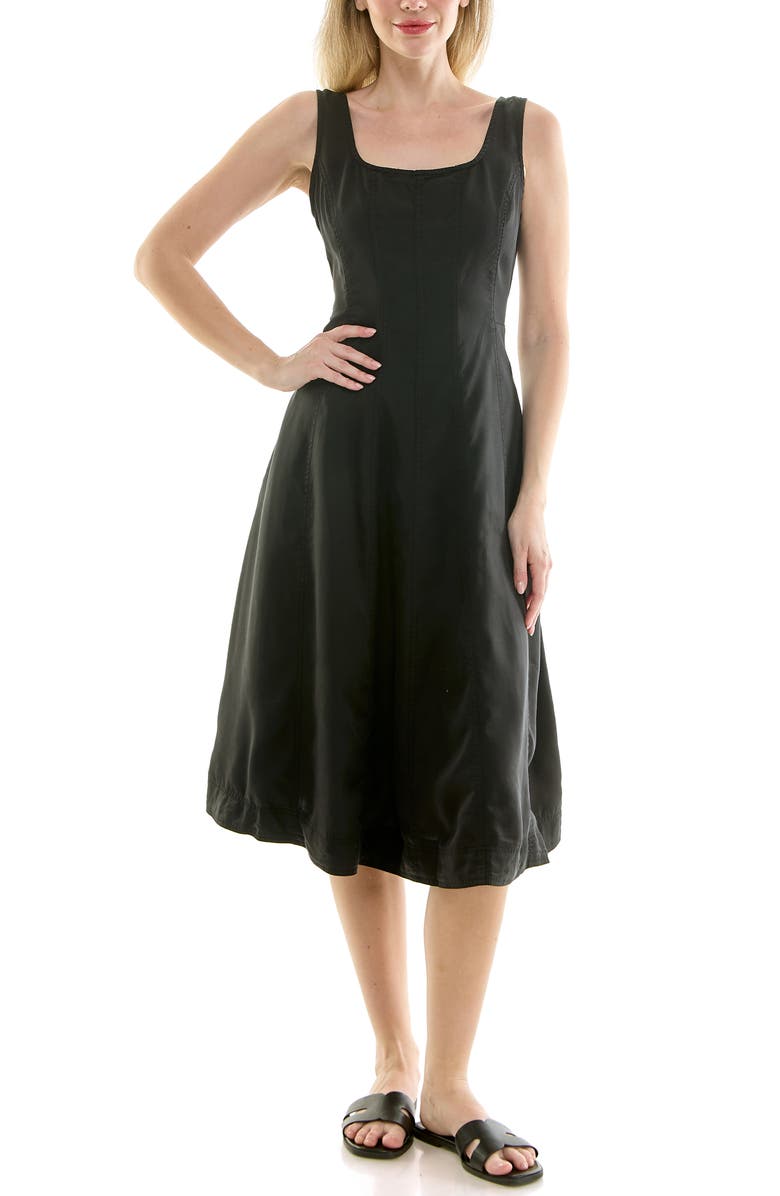 Nicole Miller Twill Fit & Flare Tank Dress, Alternate, color, Very Black