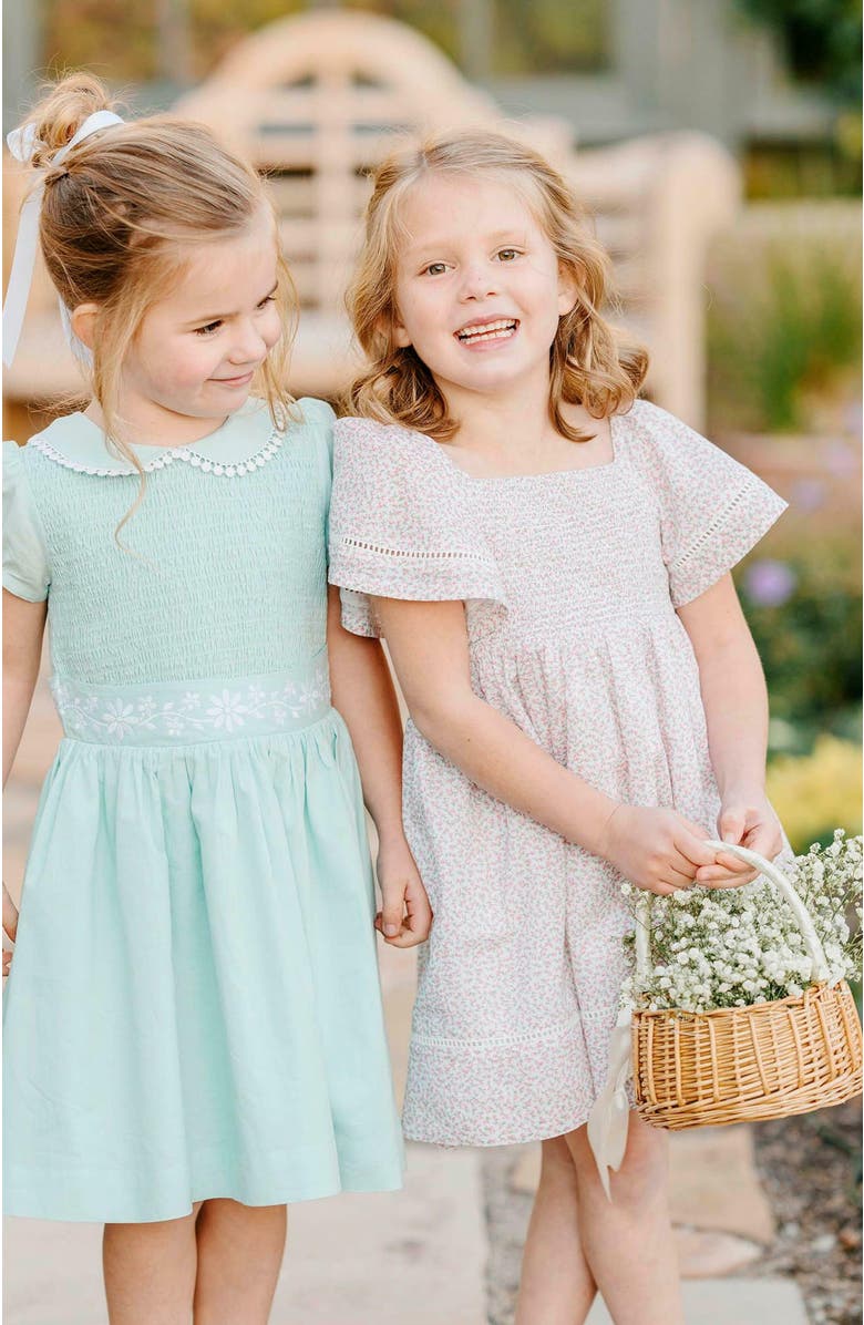 Hope & Henry Girls' Organic Smocked Bell Sleeve Dress, Kids, Alternate, color, 