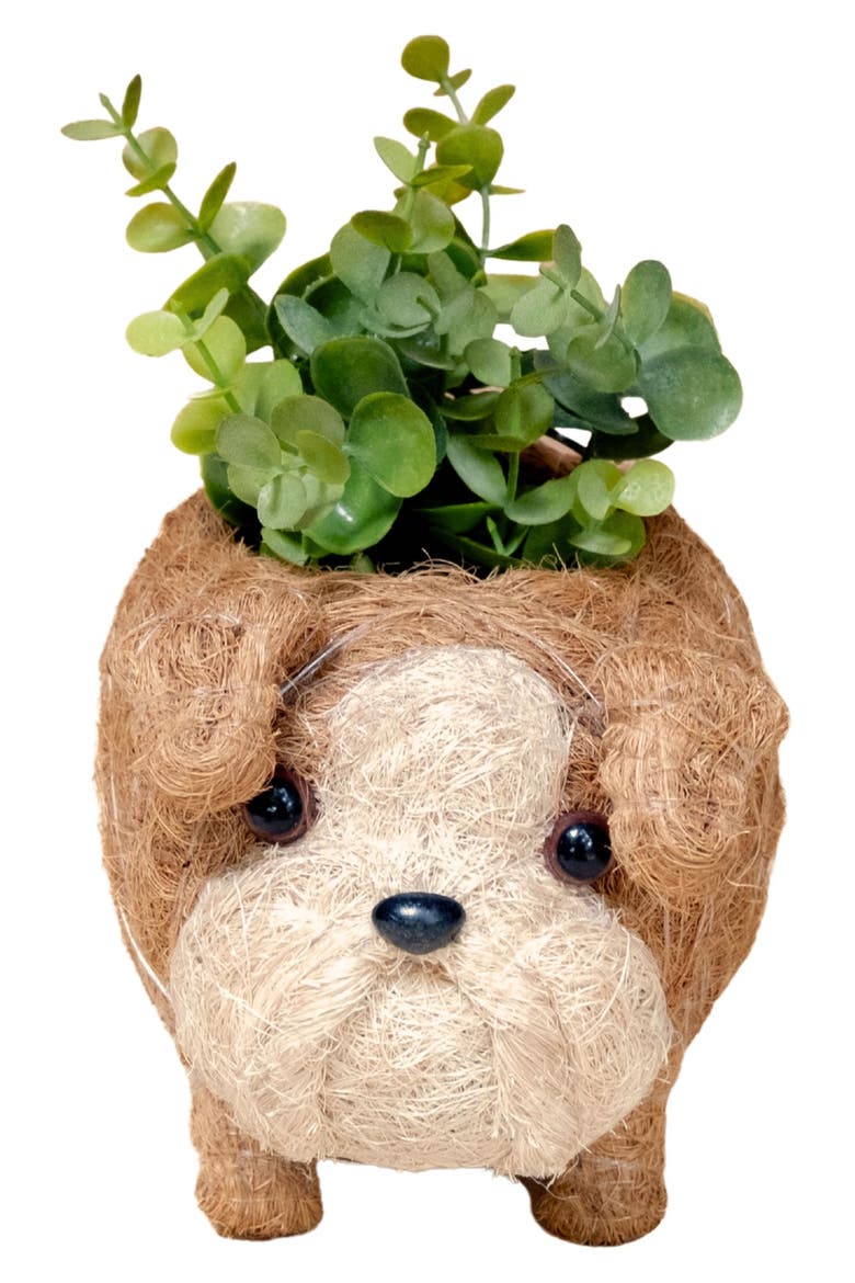 Baby English Bulldog Handwoven Planter, Alternate, color, BROWN / WHITE