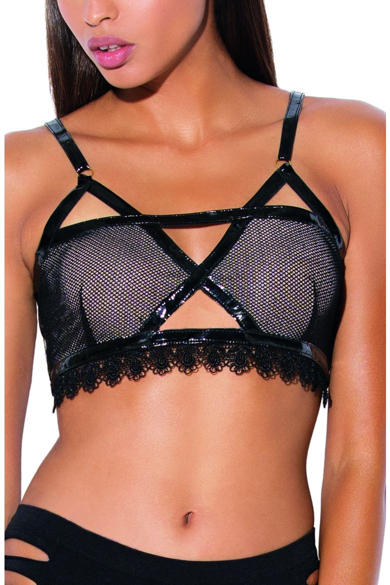 Nude Lace Bralette, Main, color, BLACK