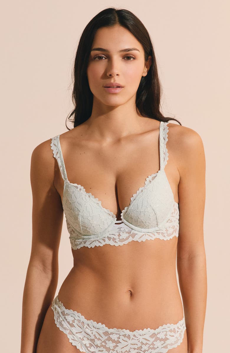 Etam Legende Lace Unerwire Bra, Alternate, color, Blue Green