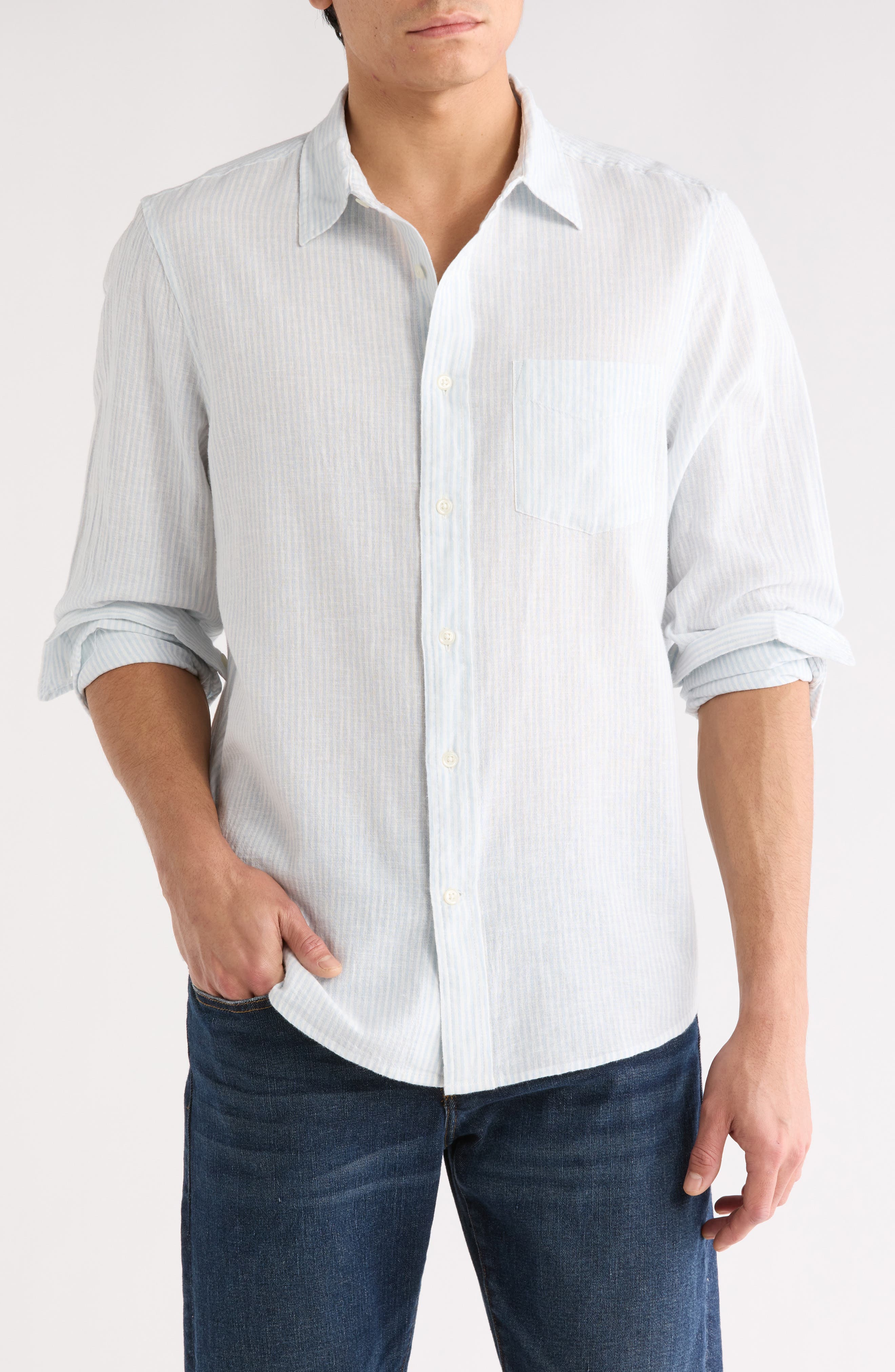 Linen & Cotton Stripe Long Sleeve Shirt - image 3