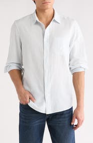 14th & Union Linen & Cotton Stripe Long Sleeve Shirt