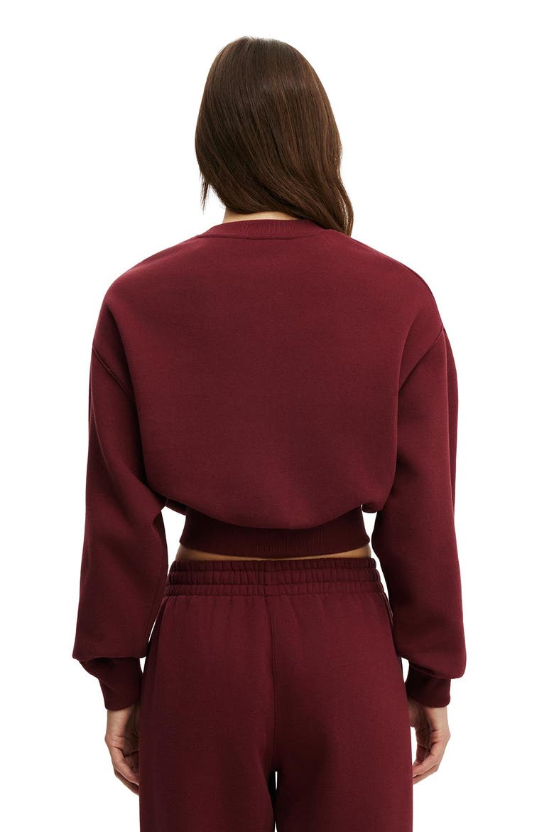 Women's Active Plush Cropped Crew, Alternate, color, Gingerberry