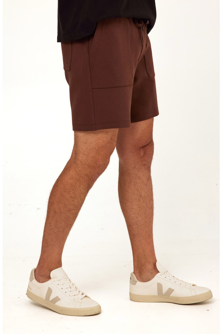 Jaxson Peached Stretch Organic Cotton Blend Shorts, Alternate, color, COFFEE