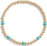 Nashelle Turquoise Stone & Bead Stretch Bracelet