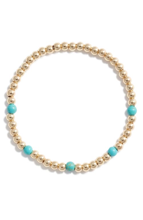 Nashelle Turquoise Stone & Bead Stretch Bracelet In Gold