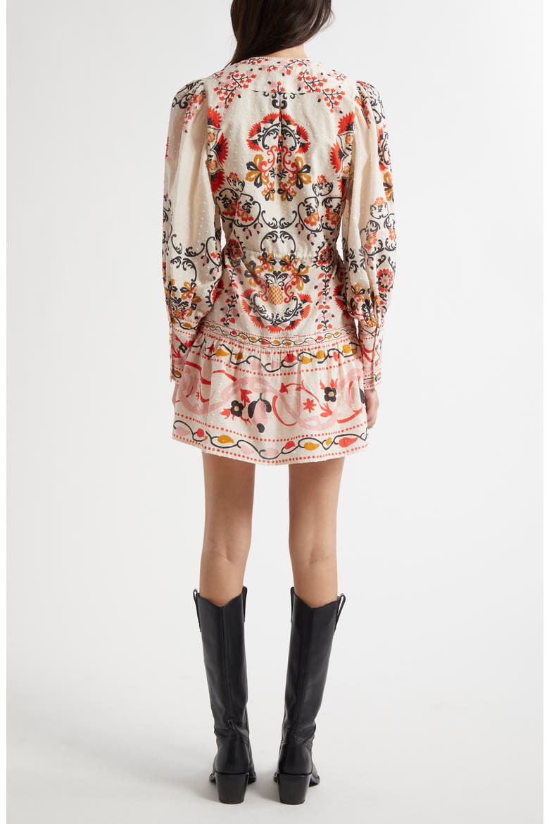 Embroidered Detail Mixed Print Long Sleeve Cotton Dres, Alternate, color, CASHEW MANDALA CREAM