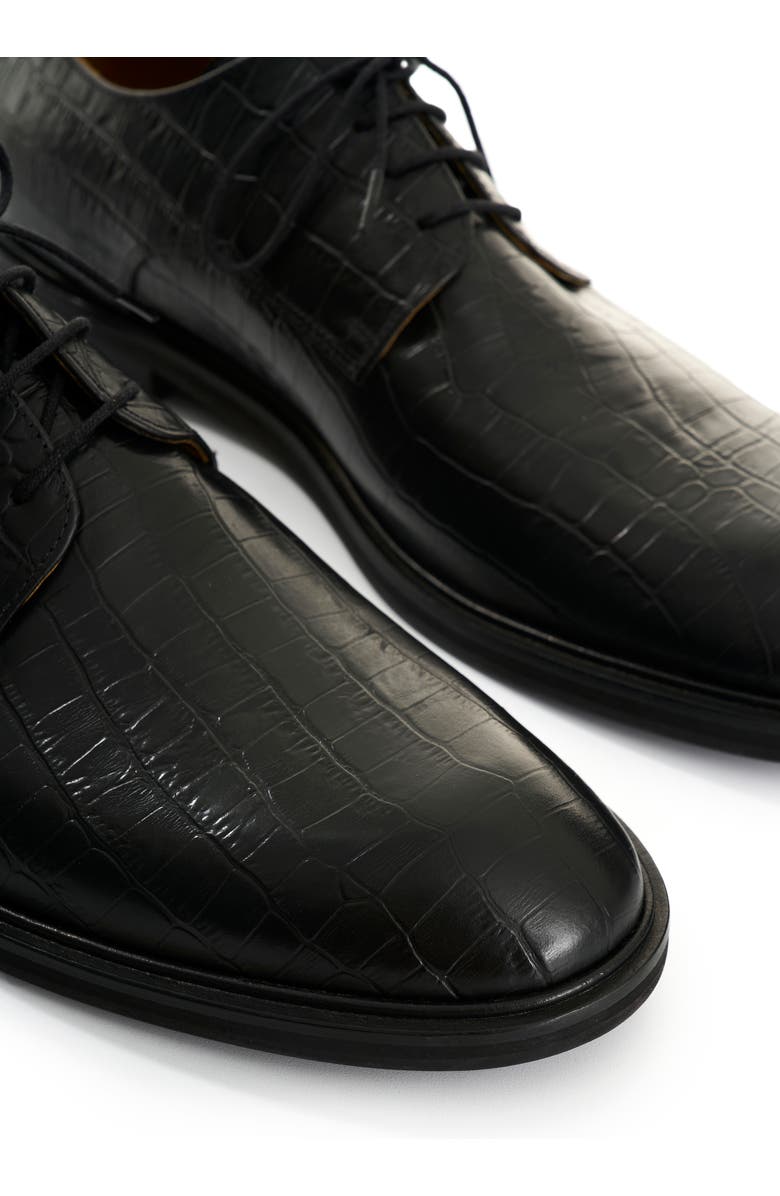 Velez Croco Embossed Leather Lace Up Shoes, Alternate, color, Black
