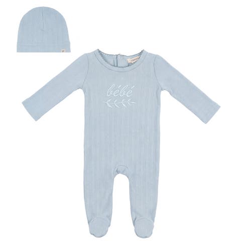 Boy Lace Rib Romper with Matching Hat