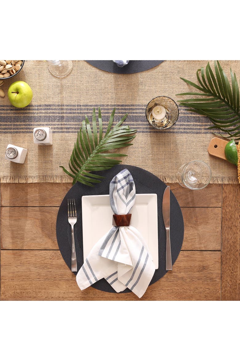 PVC Double frame Round Placemat Set/6, Alternate, color, Stonewash Blue