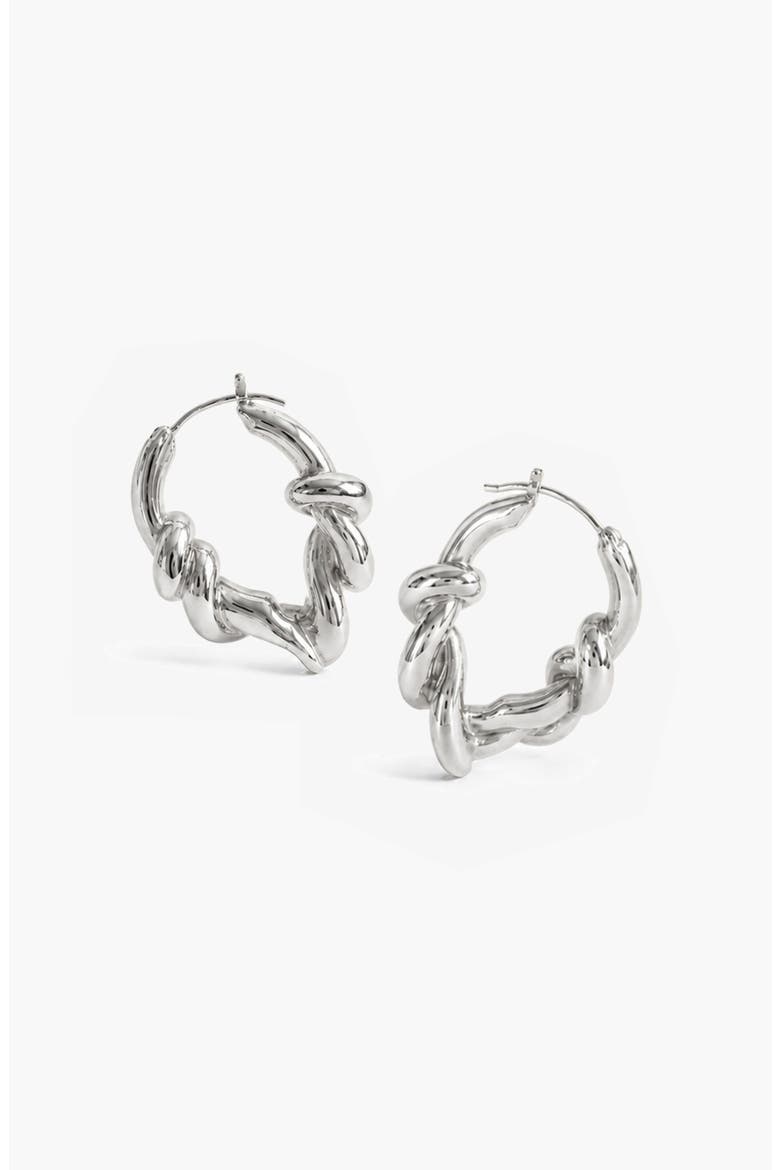 Knotted Maxi Hoops In Silver, Alternate, color, Silver