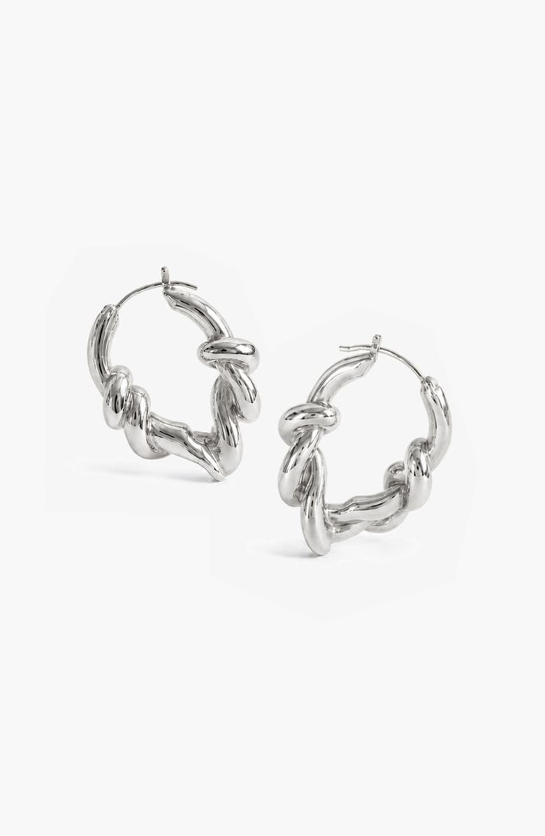 YOJ Knotted Maxi Hoops In Silver, Alternate, color, Silver