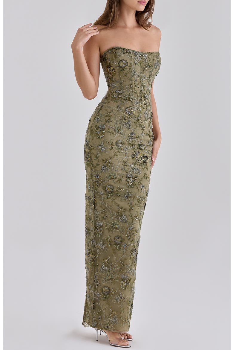 Anisa Hand Beaded Gown, Alternate, color, FIR GREEN