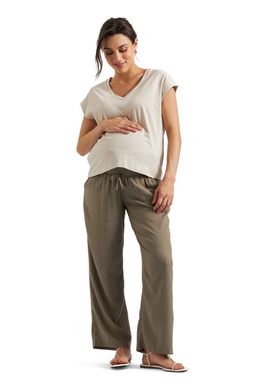 RIPE MATERNITY RIPE MATERNITY MARLY SIDE ZIP COTTON & LINEN MATERNITY/NURSING T-SHIRT