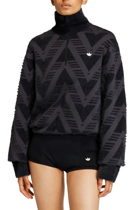 Chevron Knit Half Zip Pullover Sweater
