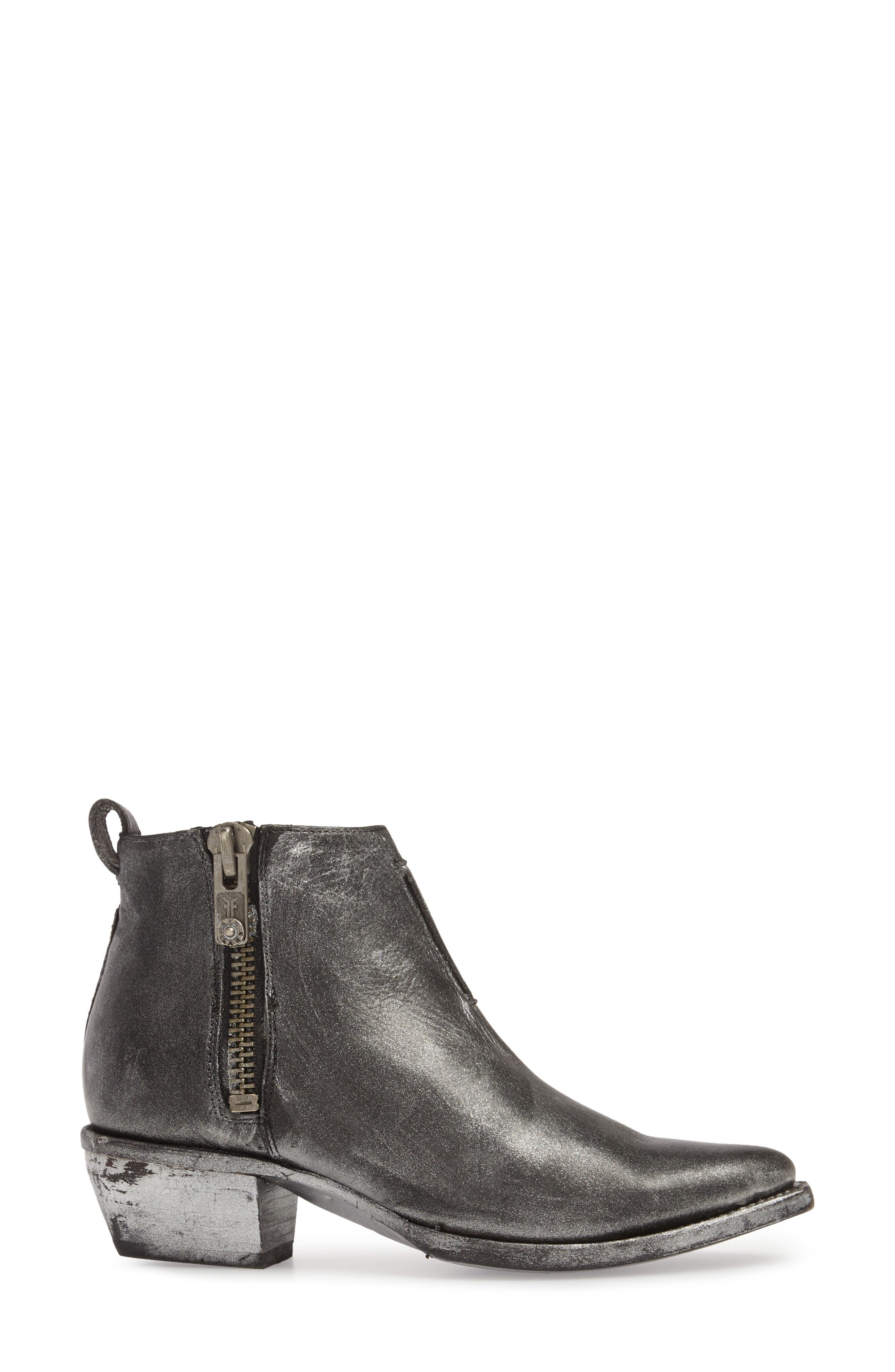 Sacha Moto Short Bootie, Alternate, color, BLACK METALLIC LEATHER