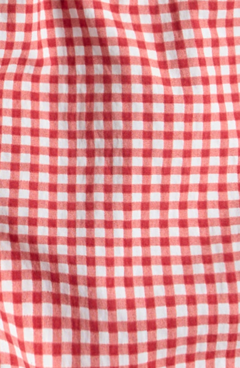 Little Planet Gingham Print Swim Trunks, Alternate, color, Red Gingham