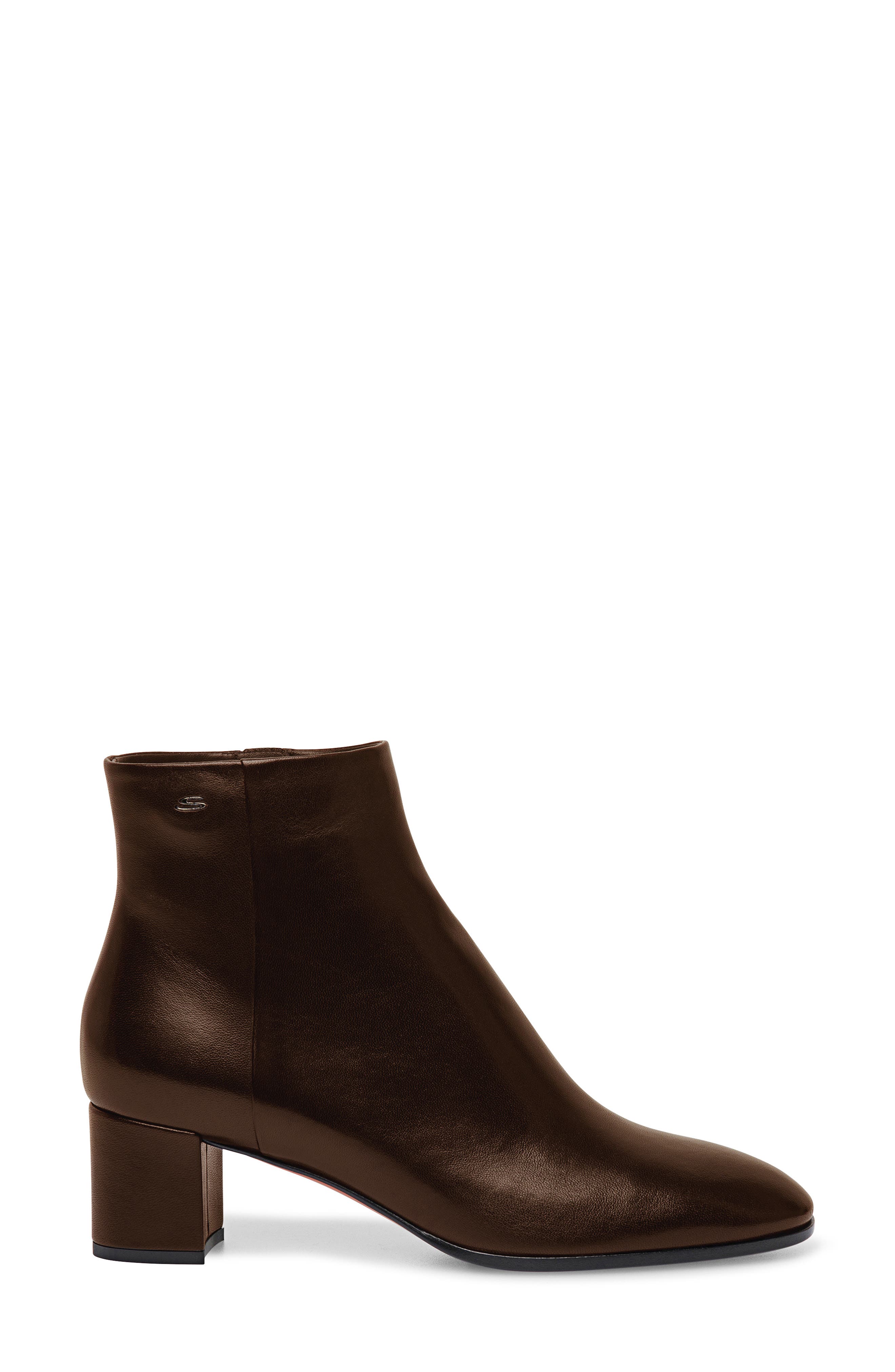 Women's leather mid-heel ankle boot, Alternate, color, DARK BROWN-T50