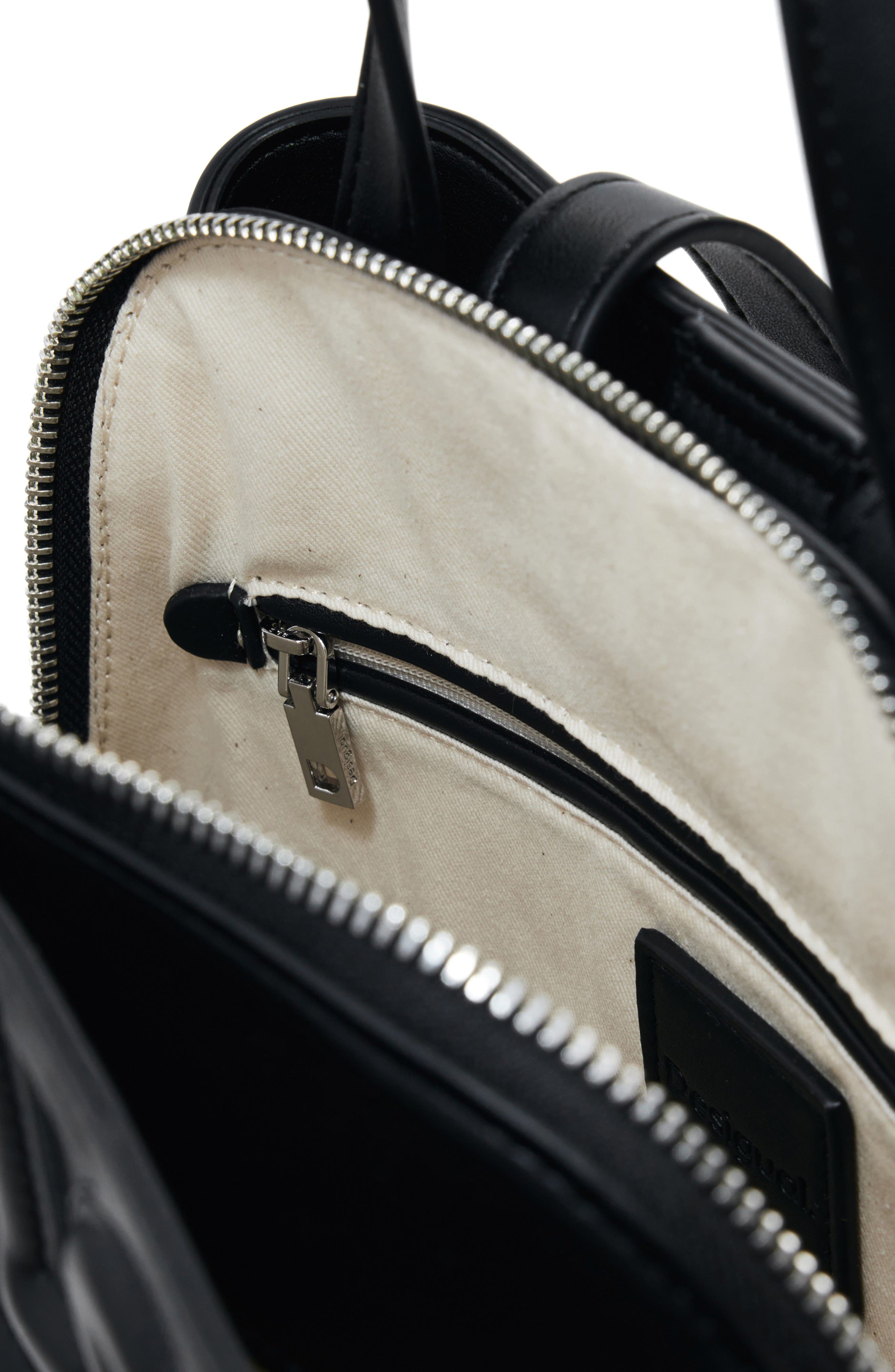 Desigual Mini Faux Leather Backpack, Alternate, color, Black