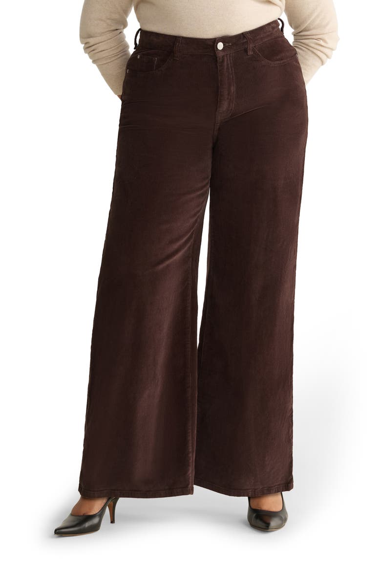NCE High Waist Wide Leg Corduroy Jeans, Main, color, AMERICANO