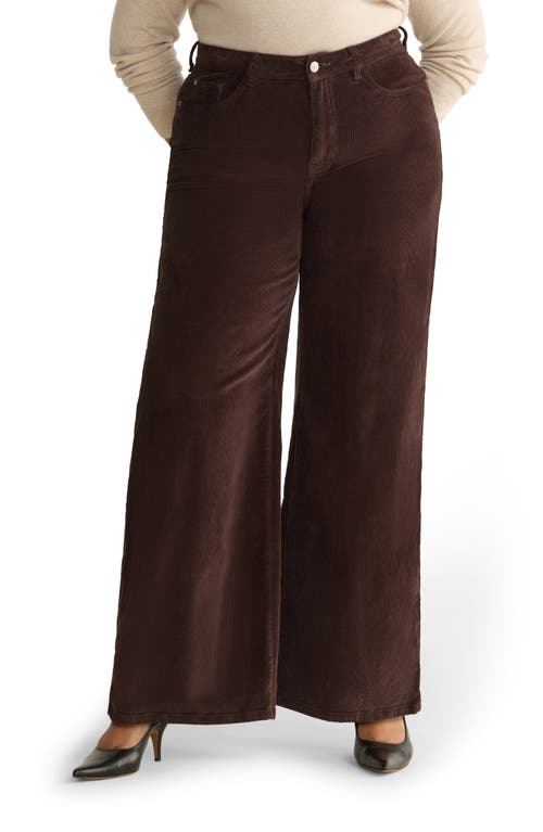 Warp & Weft Warp+weft Nce High Waist Wide Leg Corduroy Jeans In Brown