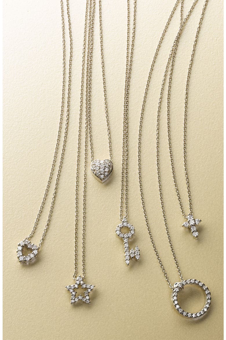 'Tiny Treasures' Diamond Heart Pendant Necklace, Alternate, color, WHITE