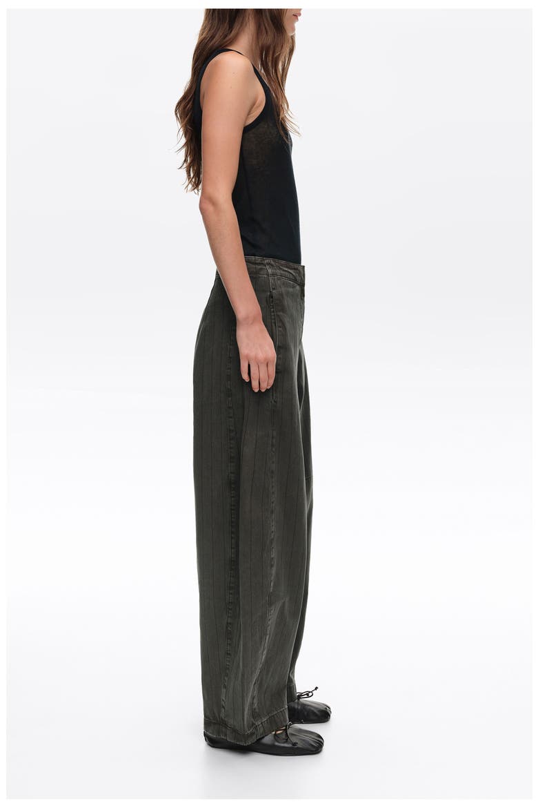 Barrel Cut Striped Denim Trousers, Alternate, color, WASHED BROWN