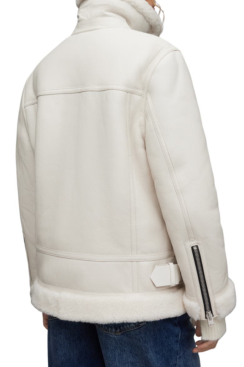Sola Leather & Genuine Shearling Jacket, Alternate, color, WHITE